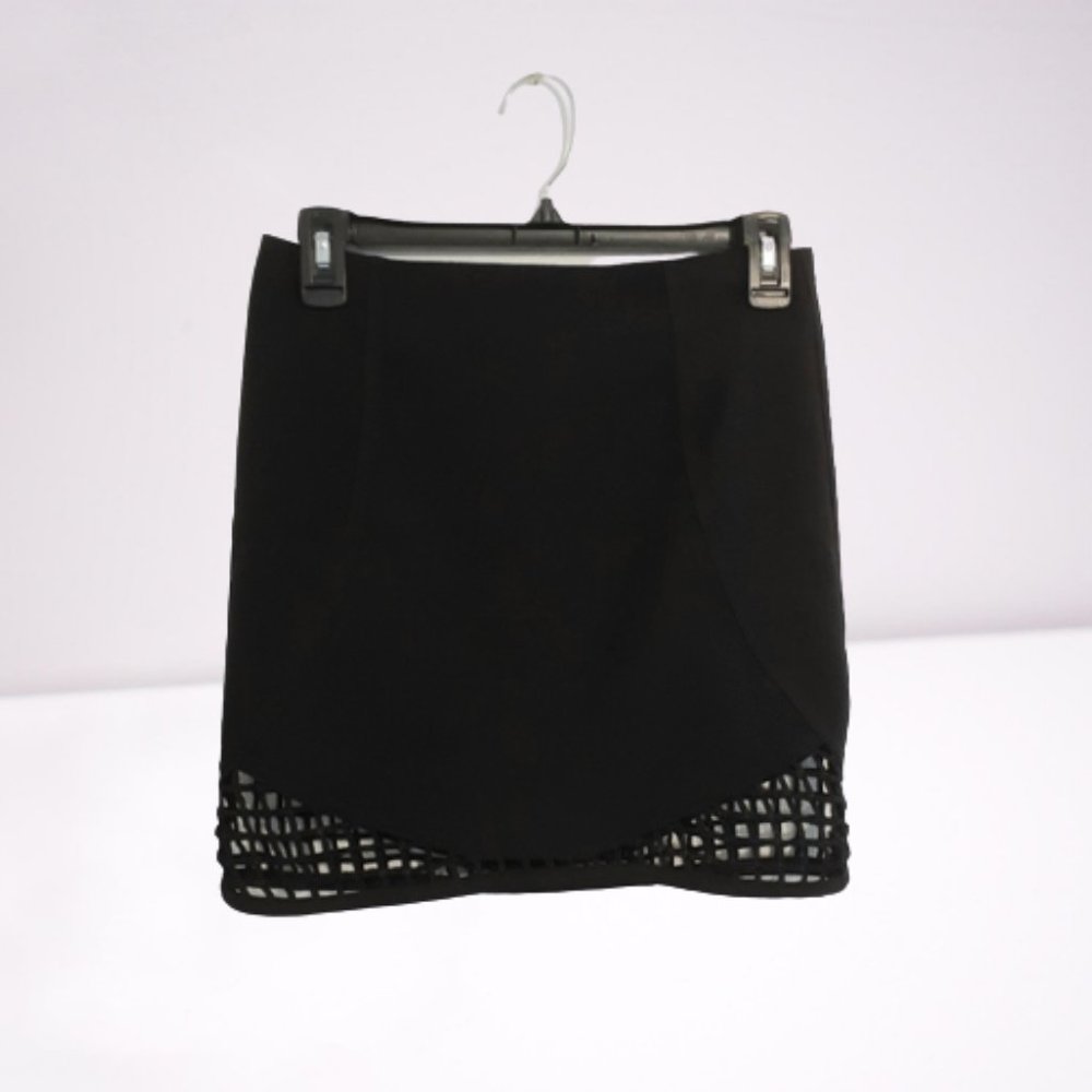 Nameless Mesh Net Cutout Hem Black Miniskirt SZ S